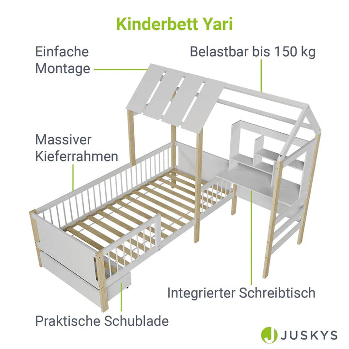 Kinderbett Yari mit Tisch und Stuhl Weiss Natur