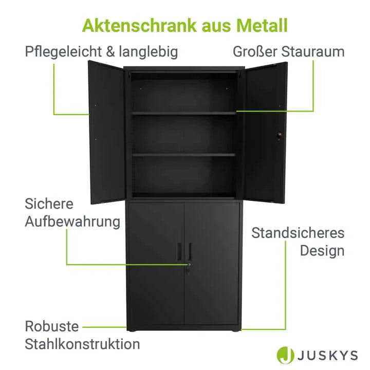 Aktenschrank Büroschrank aus Metall Schwarz