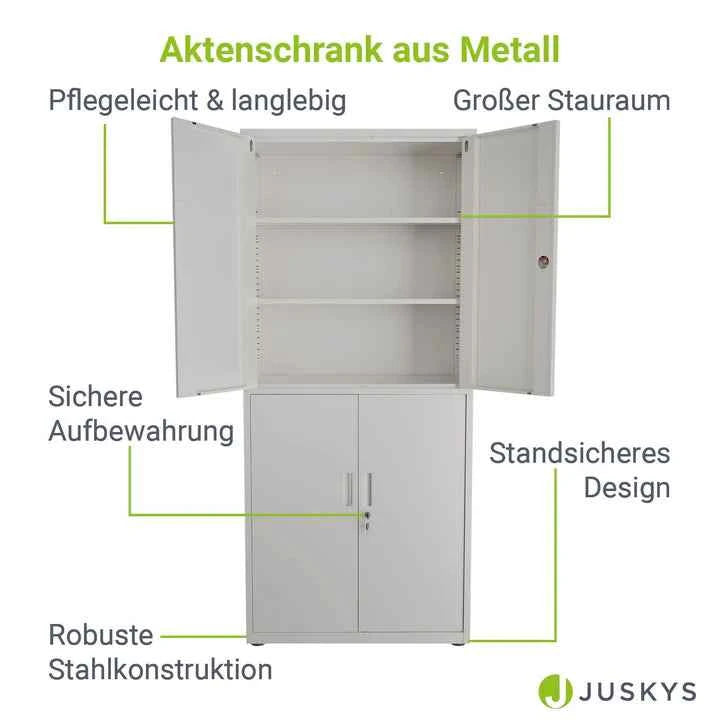 Aktenschrank Büroschrank aus Metall Weiss