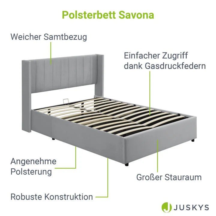 Polsterbett Savona 140 - Hellgrau