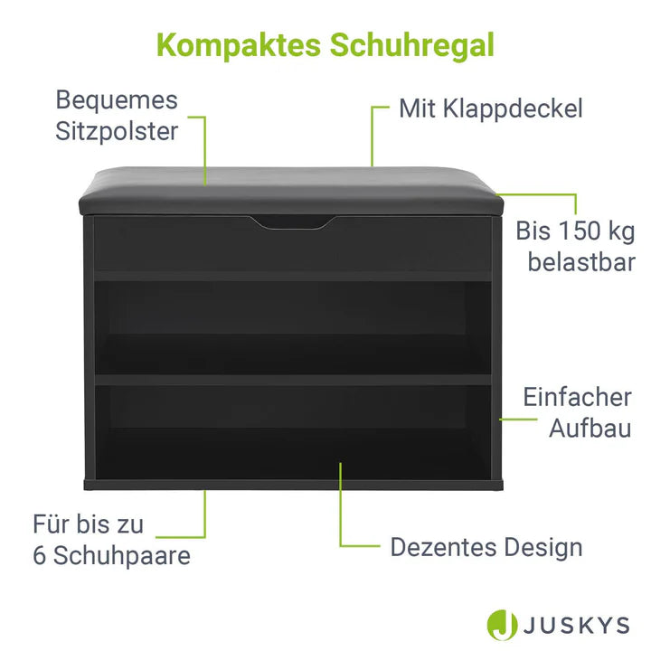Schuhregal 60x30x44 cm Schwarz / Grau Klappdeckel