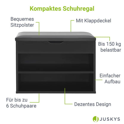 Schuhregal 60x30x44 cm Schwarz / Grau Klappdeckel