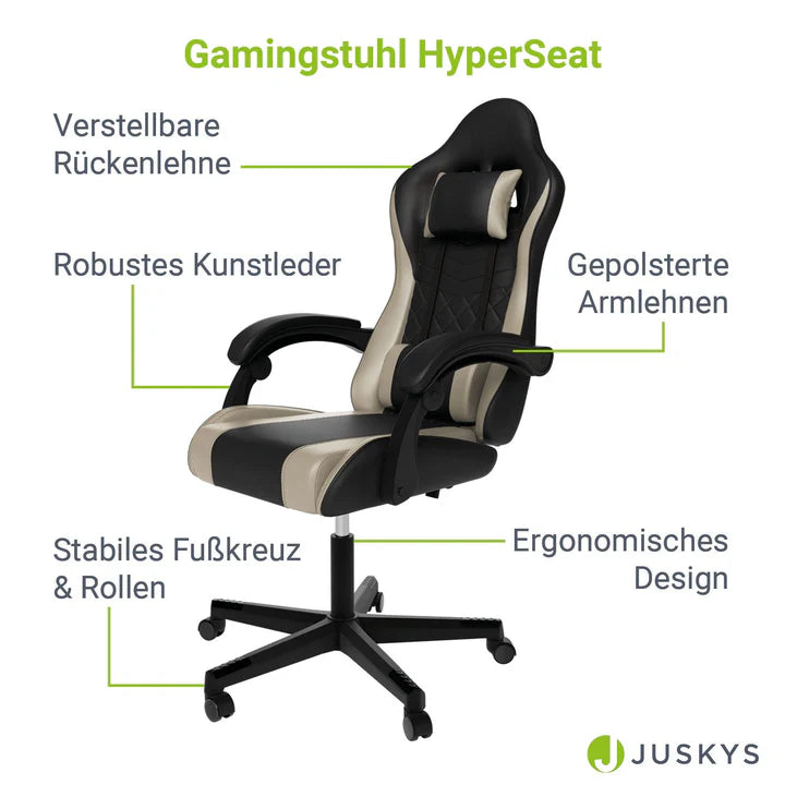 Bürostuhl Gamingstuhl HyperSeat schwarz/beige