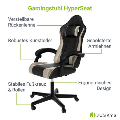 Bürostuhl Gamingstuhl HyperSeat schwarz/beige