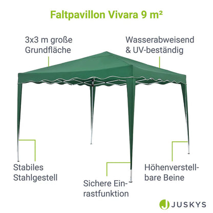 Faltpavillon Vivara 3x3 m in Grün mit Tragetasche