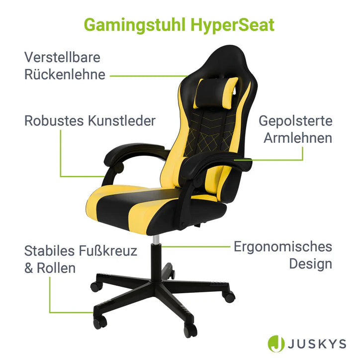 Bürostuhl Gamingstuhl HyperSeat schwarz/gelb