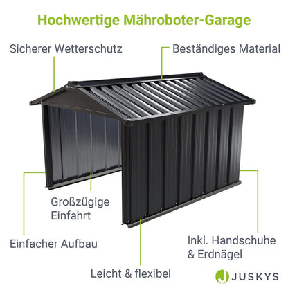 Mähroboter Garage MGMT1 aus Metall mit Satteldach in anthrazit