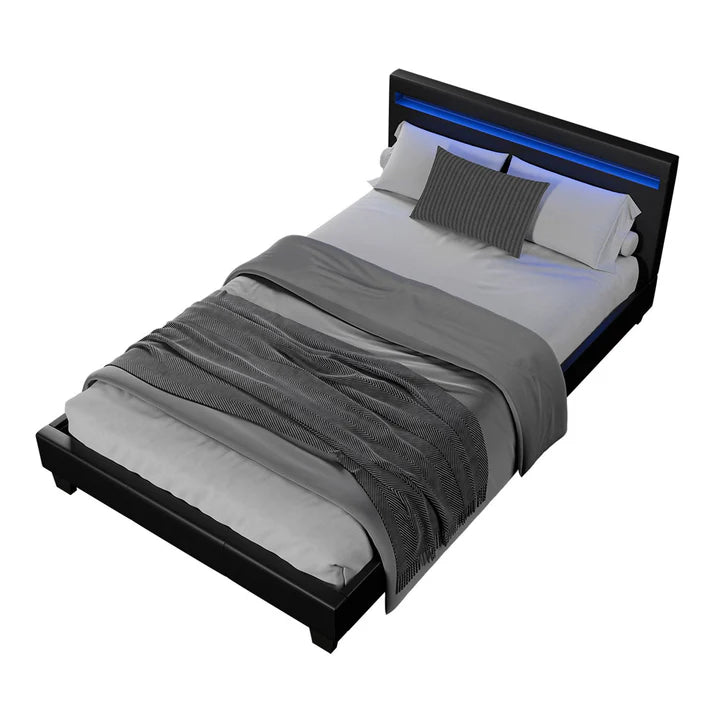 LED Polsterbett 120 x 200 cm Verona mit Lattenrost schwarz