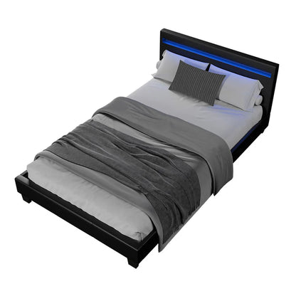 LED Polsterbett 120 x 200 cm Verona mit Lattenrost schwarz