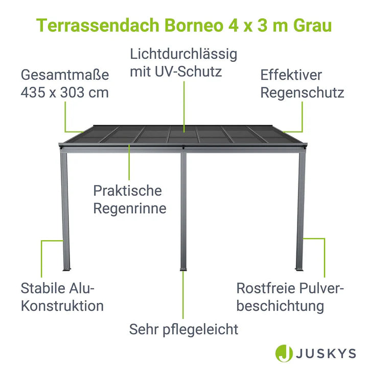 Tetto terrazza Borneo 4 x 3 m grigio scuro
