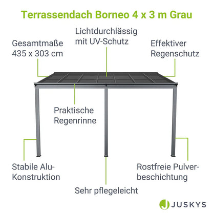 Tetto terrazza Borneo 4 x 3 m grigio scuro