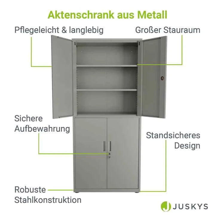 Aktenschrank Büroschrank aus Metall Hellgrau