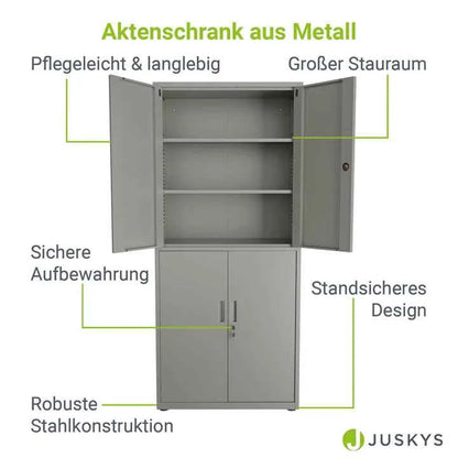 Aktenschrank Büroschrank aus Metall Hellgrau