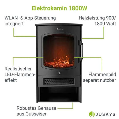 Elektrokaminofen 1800W mit Flammeneffekt mit App-Steuerung
