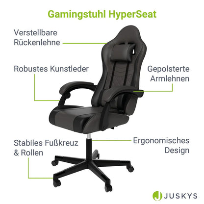 Bürostuhl Gamingstuhl HyperSeat grau/schwarz