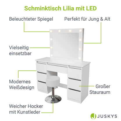 Schminktisch mit Spiegel Talea mit Hocker Tonia