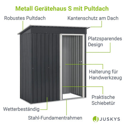 Geräteschuppen S anthrazit Gerätehaus aus Metall mit Pultdach