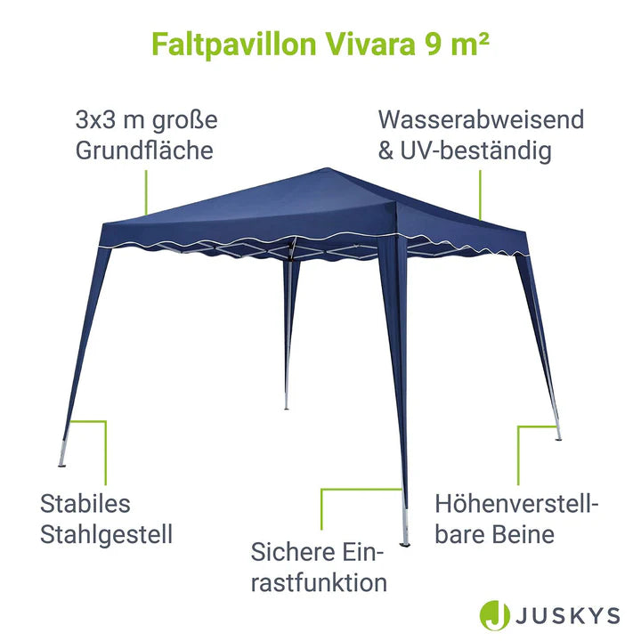 Faltpavillon Vivara 3x3 m in Blau mit Tragetasche