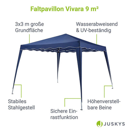 Faltpavillon Vivara 3x3 m in Blau mit Tragetasche