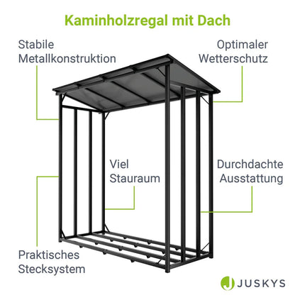 Kaminholzregal außen mit Dach