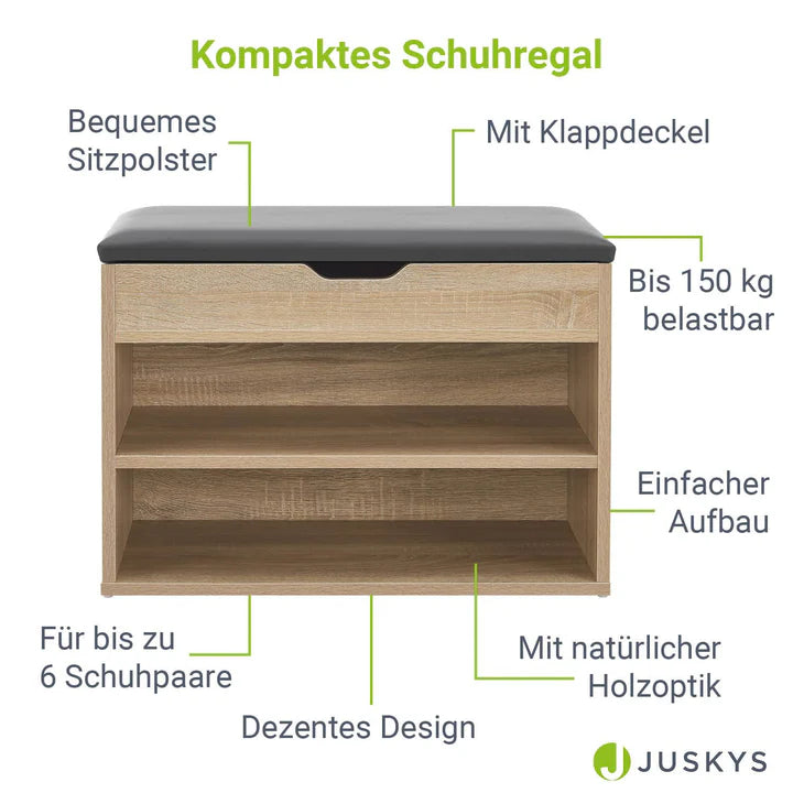 Schuhregal Holzoptik grau 60x30x44 cm mit Klappdeckel