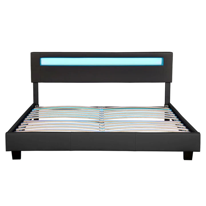 Lit capitonné LED Paris 160 x 200 cm - noir