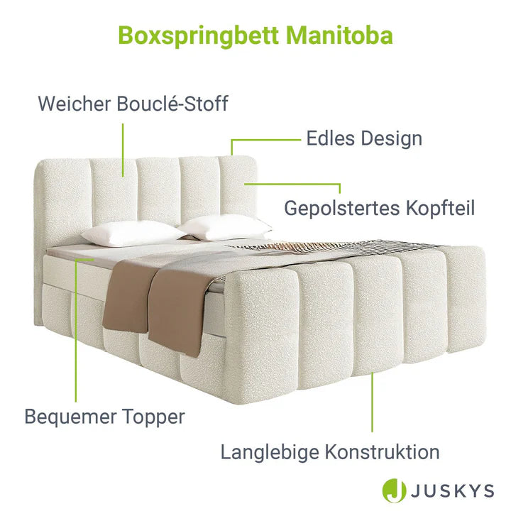 Boxspringbett Manitoba 180x200 cm Creme