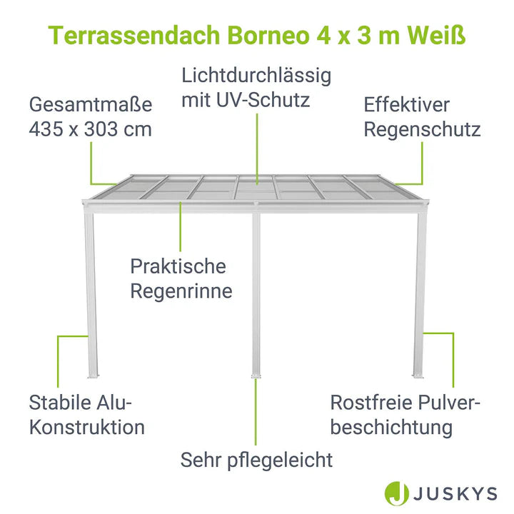 Copertura terrazza Borneo 3x3 m Bianco