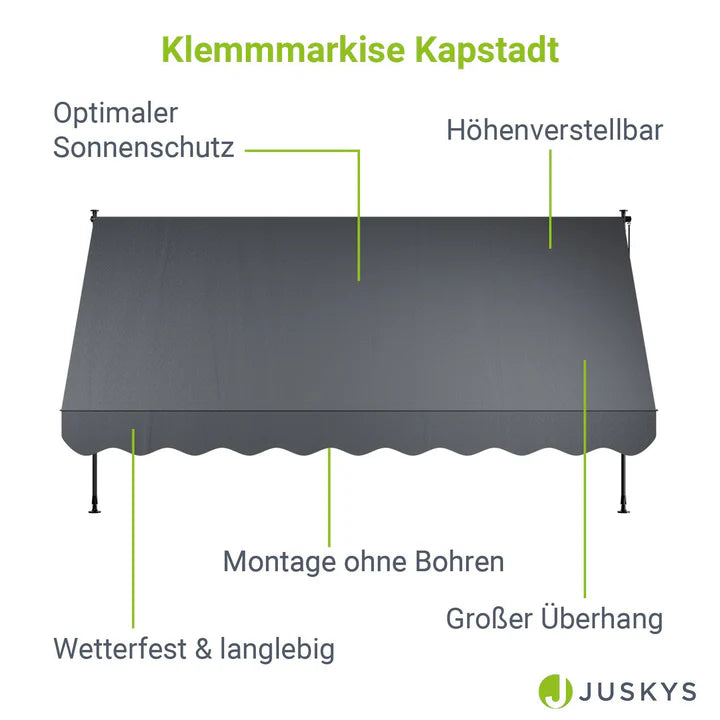 Klemmmarkise Kapstadt 350x120 cm Grau - Palo24