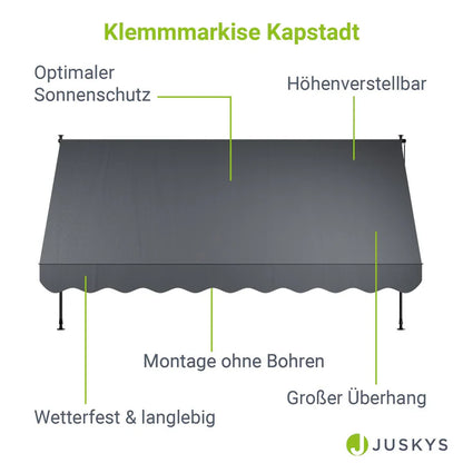 Klemmmarkise Kapstadt 350x120 cm Grau - Palo24