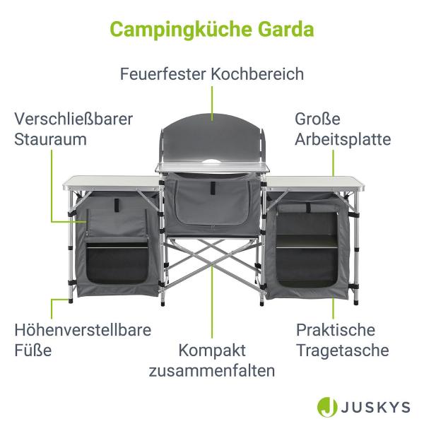 Große Campingküche Faltbare Küchenbox Garda in Grau