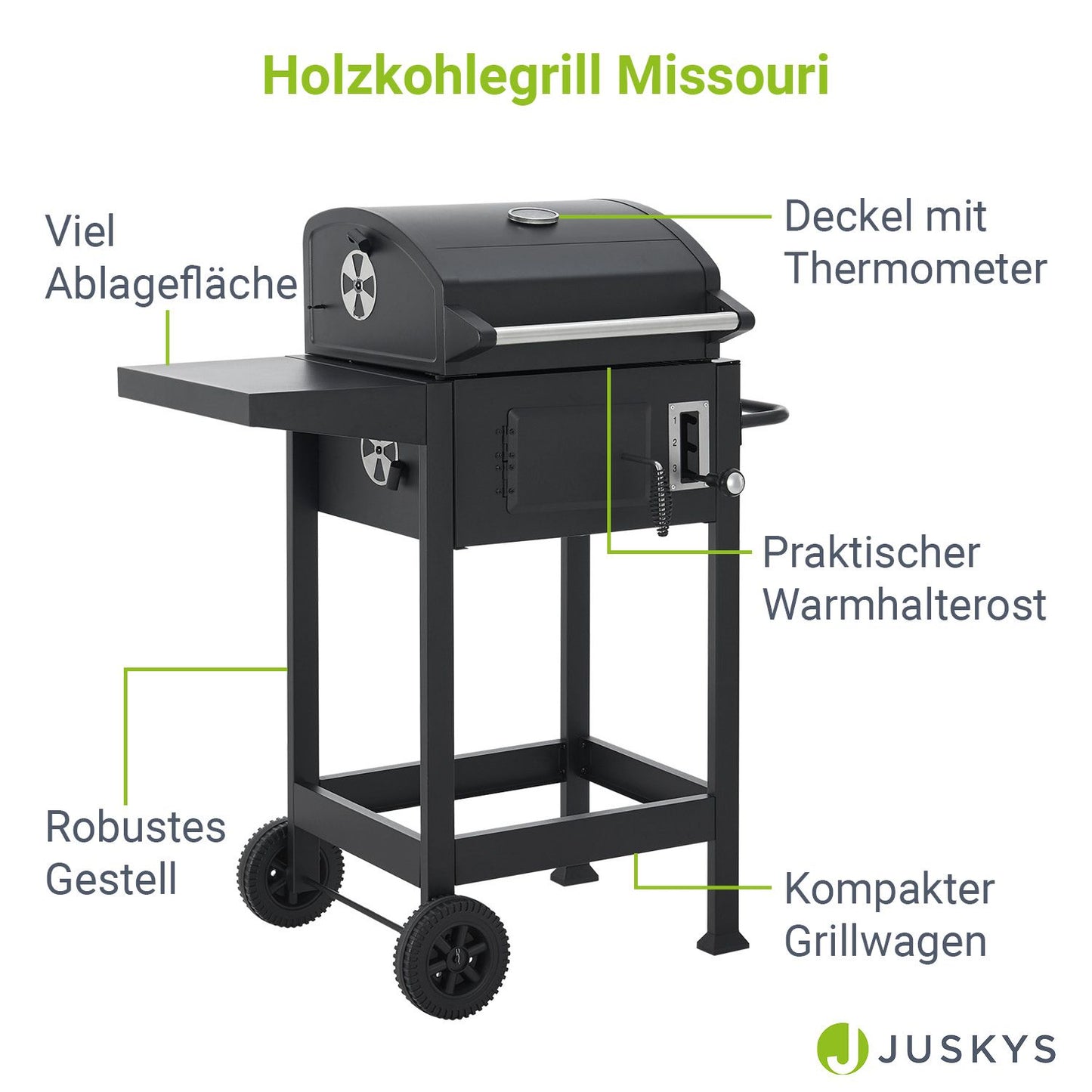 BBQ Holzkohlegrill Missouri mit Grillrost