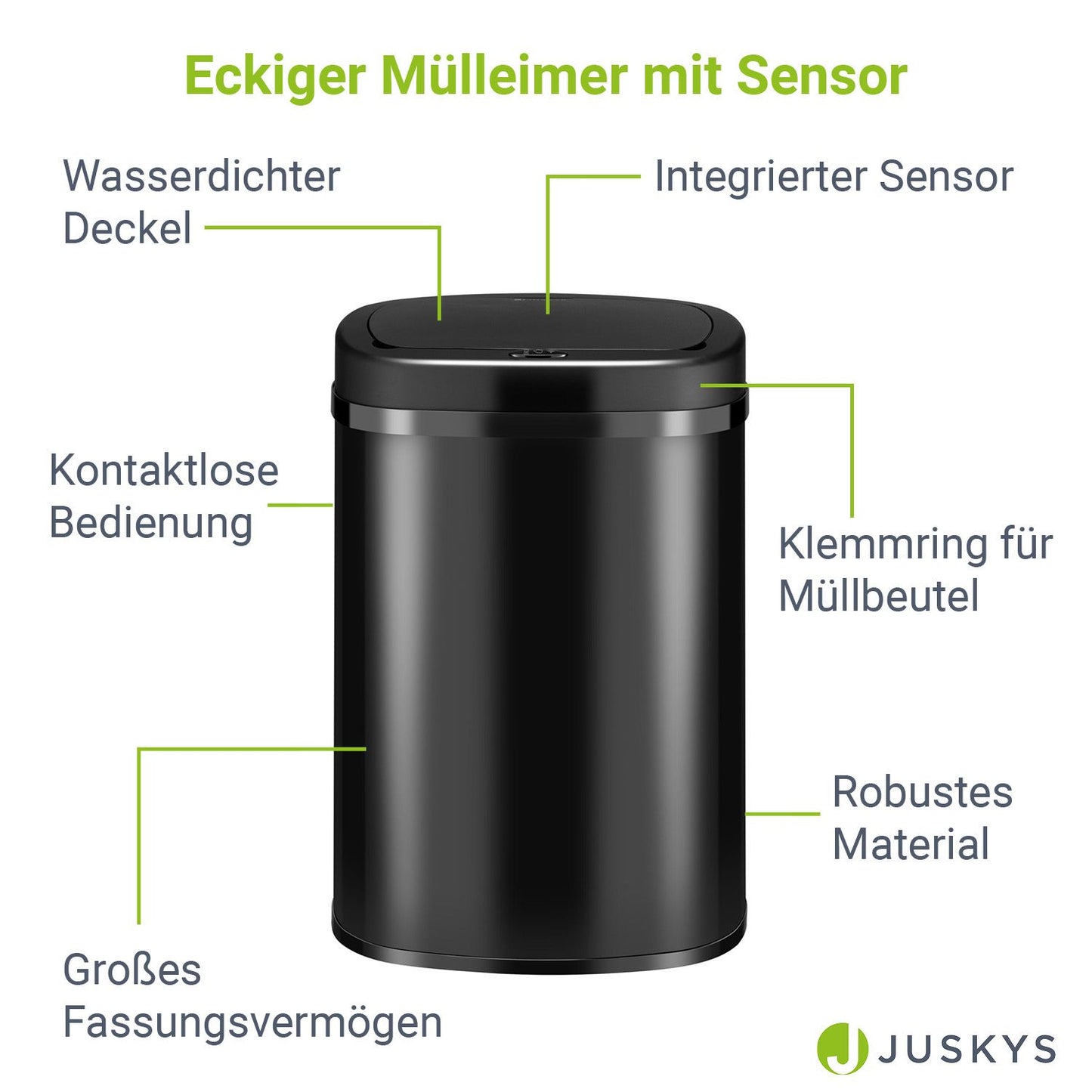 Automatischer Mülleimer mit Sensor - 50L Schwarz