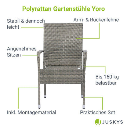 Polyrattan Gartenstühle Yoro 4er Set