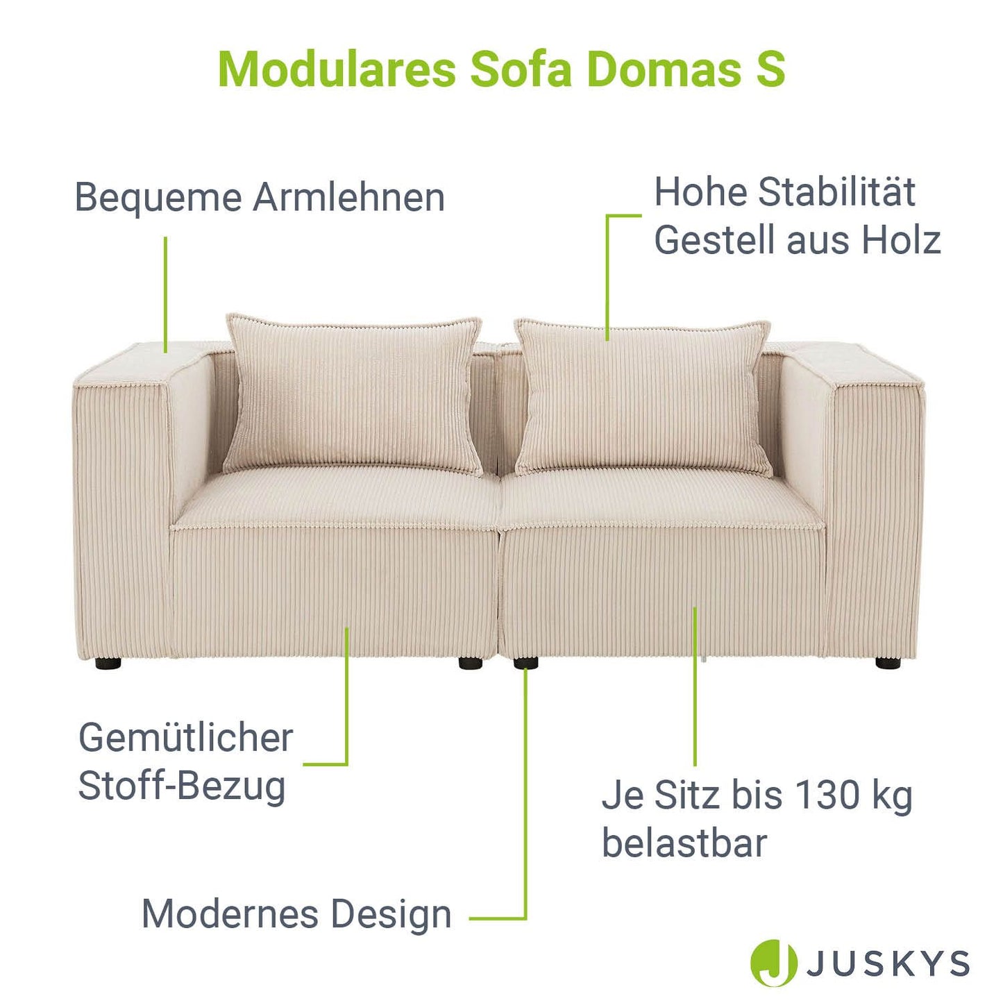 Modulares Sofa Domas S - 2 Sitzer Beige