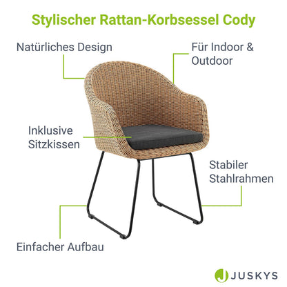 4x Rattan Korbsessel Cody