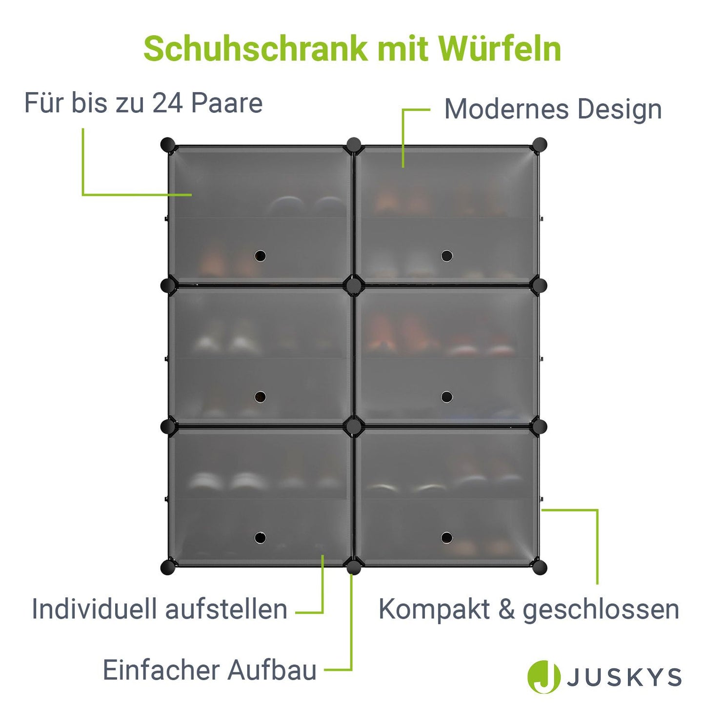 Würfel Schuhregal für bis zu 24 Paar Schuhe - Schwarz