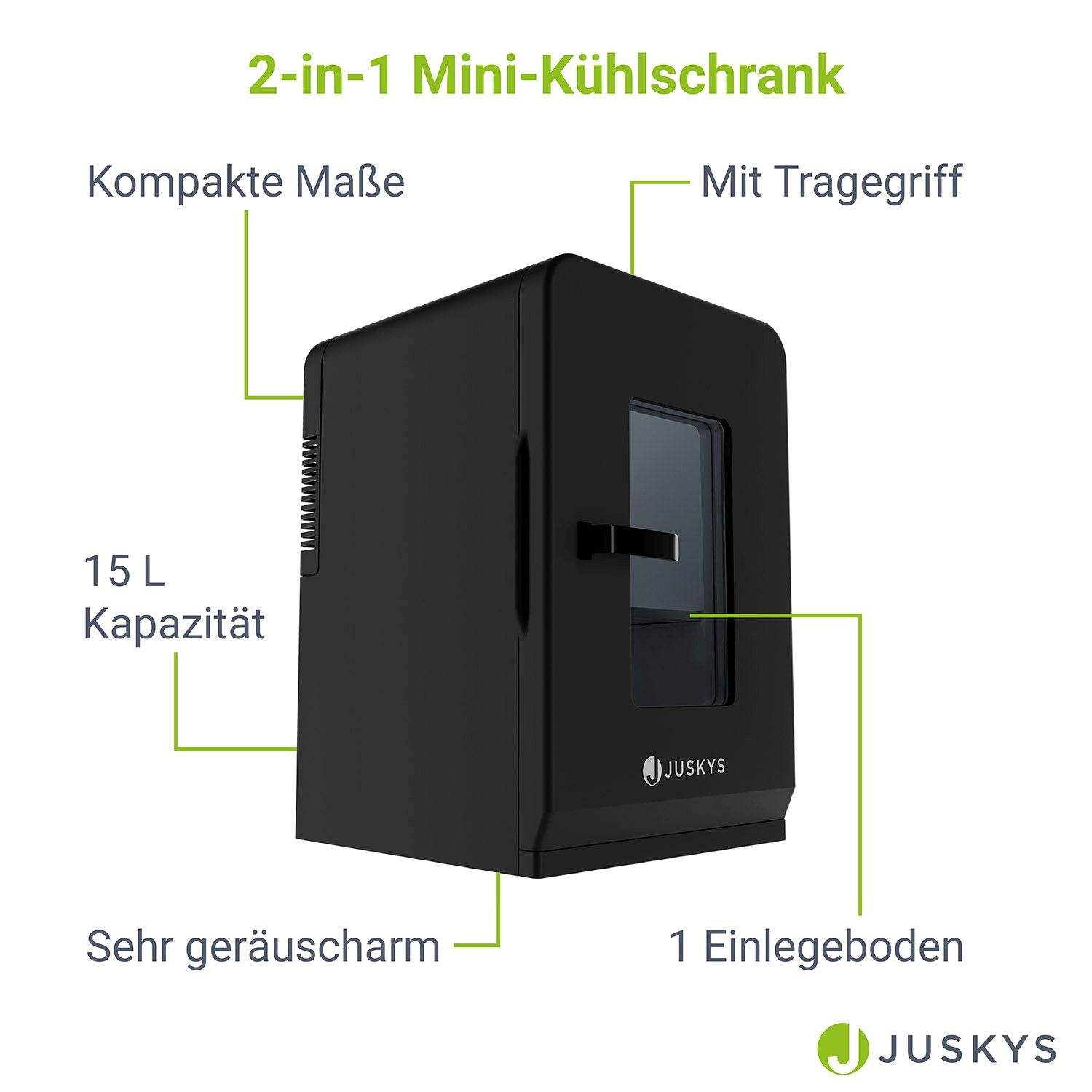 Mobiler 2in1 Mini-Kühlschrank 15 l Schwarz - Palo24