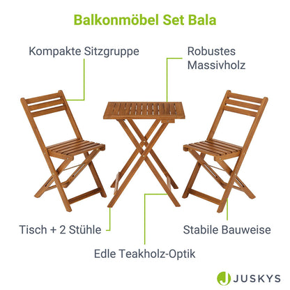 3-teilige Sitzgarnitur Balkonmöbel Set Bala