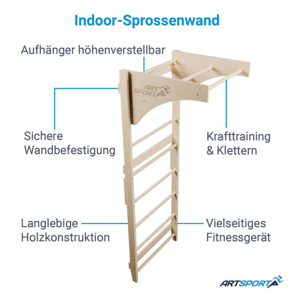 Holz Sprossenwand für Erwachsene - Natur