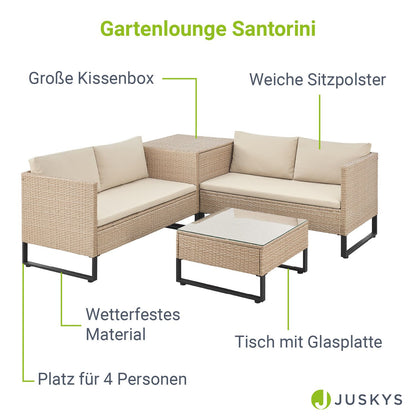 Modulare Polyrattan Lounge Santorini Creme Sitzecke Auflagenbox