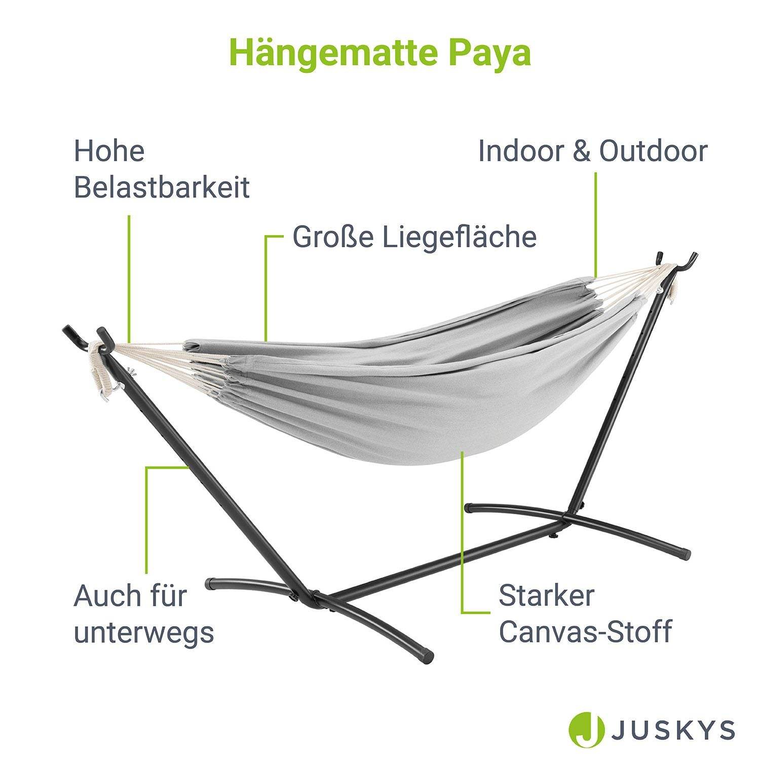 höhe hängematte Hängematte Paya mit Gestell - Hellgrau