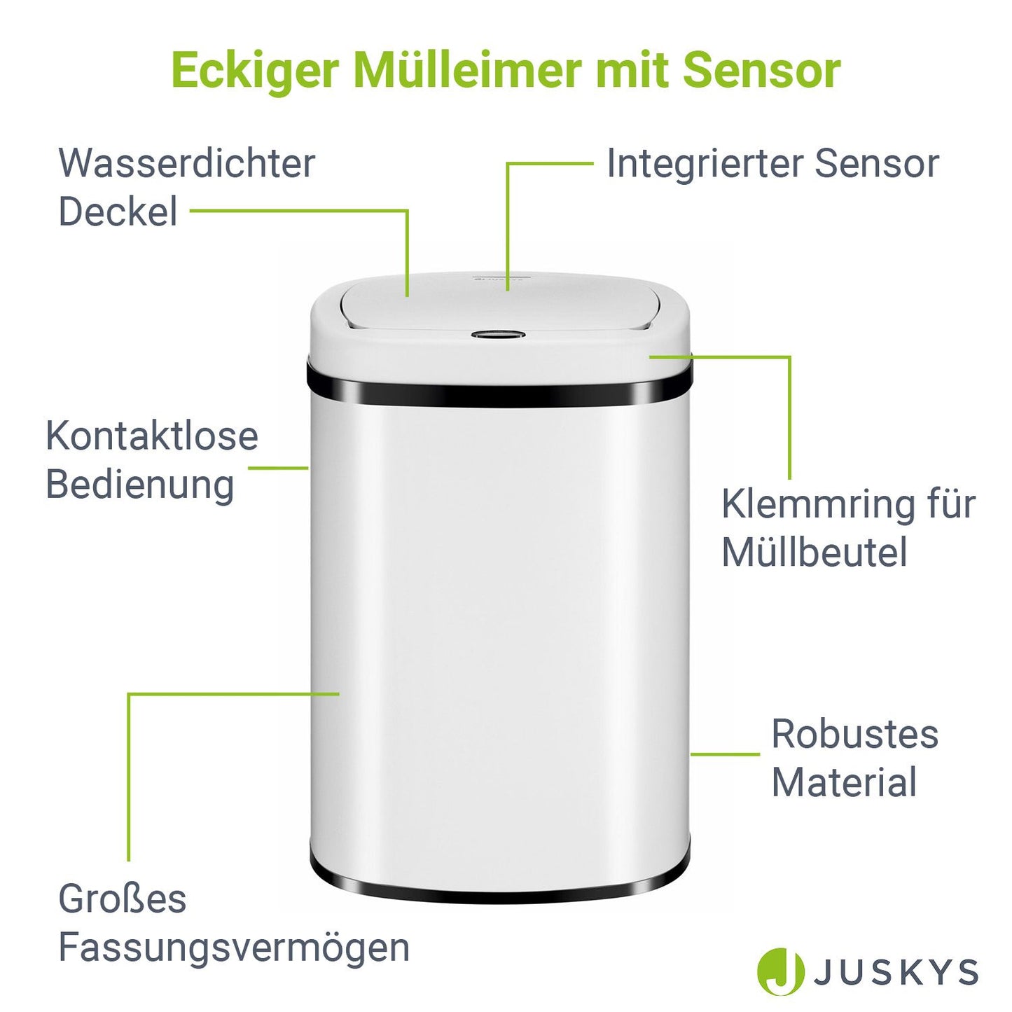 Automatischer Mülleimer mit Sensor - 50L Weiss