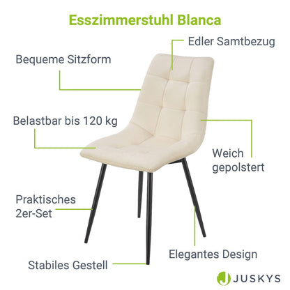 Esszimmerstuhl Blanca 6er Set mit Samt Beige