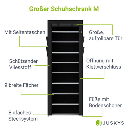 Schuhschrank M aus Stoff 9 Ebenen Schwarz