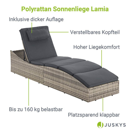 Faltbare Polyrattan Sonnenliege Lamia - Palo24