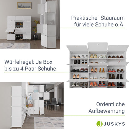 Würfel Schuhregal für 48 Paar Schuhe - Weiss