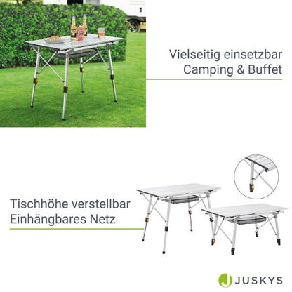 Campingtisch Picco faltbar Höhenverstellbarer Tisch mit Tasche & zusätzlicher Ablage