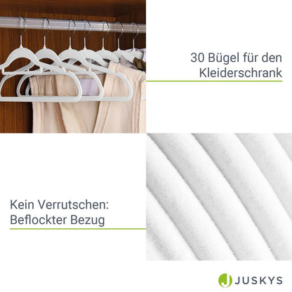 Kleiderbügel Samt 30er Set Weiss - Palo24