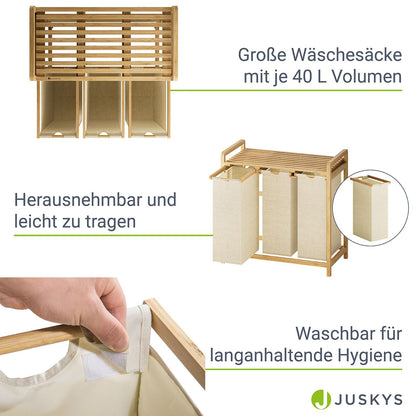 Bambus Wäschekorb Kory 3er - Beige